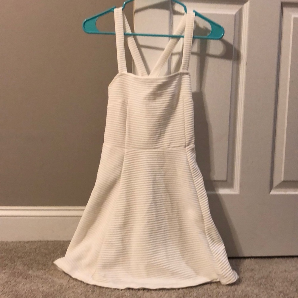 H&M White Ribbed Skater Dress